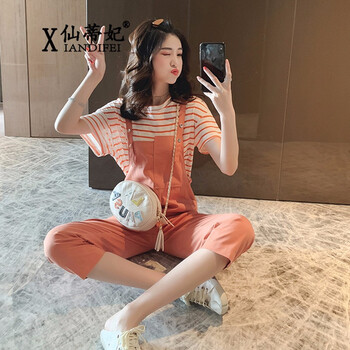 仙蒂妃（xiandifei） 高腰 背帶褲 女 九分褲 休閑褲