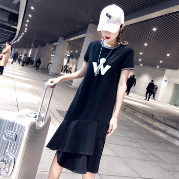 洋客（YANGKE） 純色 拼接，貼布 連衣裙