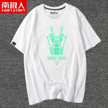 南極人（Nanjiren） 短袖 男士T恤 白/面具鹿 