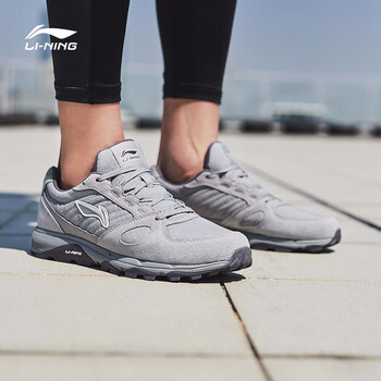 李寧（LI-NING）跑步鞋凝雪灰/暗灰紫 