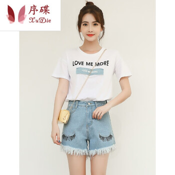 序蝶（XUDIE） 3D，明線裝飾 短袖 T恤 女 