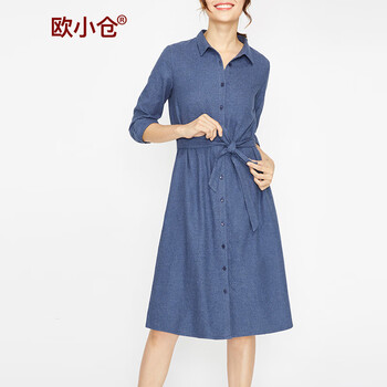 歐小倉 純色 蝴蝶結(jié) 連衣裙