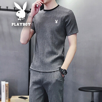 花花公子（PLAYBOY） 短袖 男士T恤 灰色CY925 