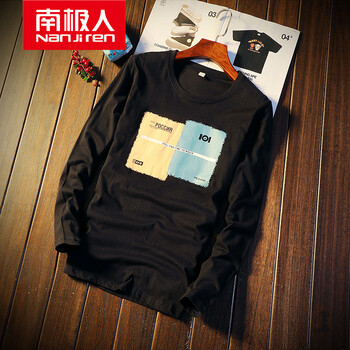 南極人（Nanjiren） 長(zhǎng)袖 男士T恤 彩虹黑色 XL，L，M，XXXL，XXL
