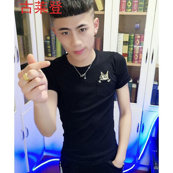 古萊登（GODLIKE） 短袖 男士T恤 口袋貓黑色 