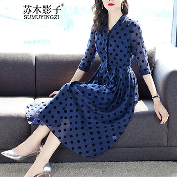 蘇木影子（SUMU YINGZI） 圓點(diǎn) 綁帶 連衣裙
