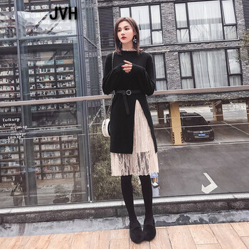 JVH  開衩，綁帶，蕾絲 連衣裙