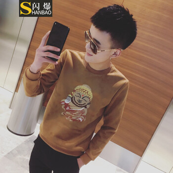 閃爆（SHANBAO） 長(zhǎng)袖 男士T恤 8811焦糖色 S，XL，L，XXL，XXXL，M