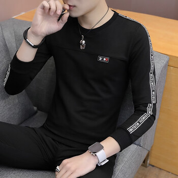 傳奇保羅（CHUANQIBAOLUO） 長(zhǎng)袖 男士T恤 WE610黑色 
