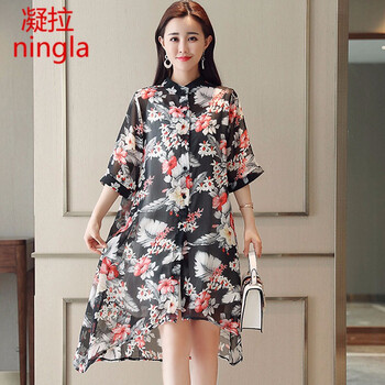 凝拉（ningla） 圓領(lǐng) 五分袖 女 短外套 印花