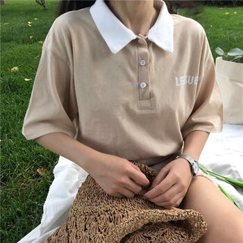 卓唯一特 印花 短袖 T恤 女 POLO領(lǐng)