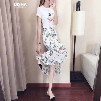 迪莎衣品（DISHAYIPIN） 植物花卉 印花 連衣裙