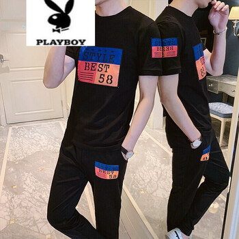 花花公子（PLAYBOY ESTABLISHED 1953） 短袖 男士T恤 T25黑色 