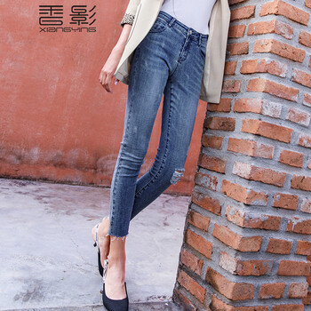 香影（xiangying） 高腰 直筒褲 女 長褲 牛仔褲