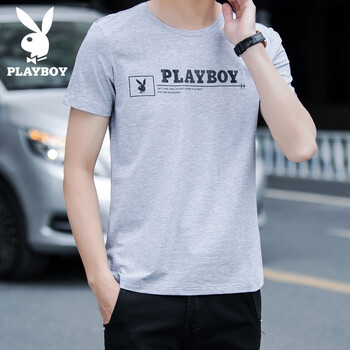 花花公子（PLAYBOY ESTABLISHED 1953） 短袖 男士T恤 灰色 H36091 