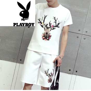花花公子（PLAYBOY） 短袖 男士T恤 TZ01白色 