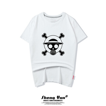 鄧尼斯 短袖 男士T恤 路飛隊標-白色 