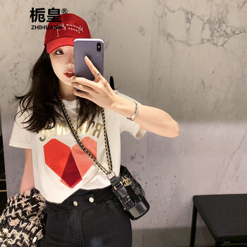 梔皇（ZHIHUANG） 不規(guī)則，褶皺 短袖 T恤 女 圓領(lǐng)