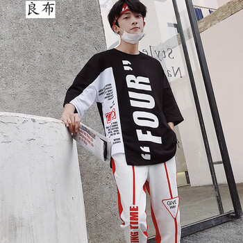 良布 七分袖 男士T恤 紅色 