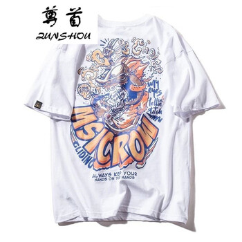 尊首（ZUNSHOU） 七分袖 男士T恤 龍 白色 