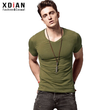 續(xù)點(diǎn)（XDIAN） 短袖 男士T恤 軍綠V領(lǐng) 