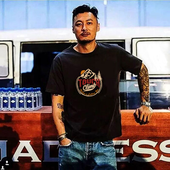 鄧尼斯 短袖 男士T恤 yx0248-雪山-黑色 