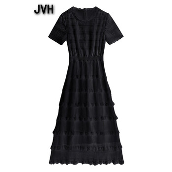 JVH 純色 拼接，蕾絲，紗網(wǎng) 連衣裙