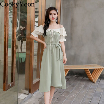 CookyYoon 純色 撞色 連衣裙