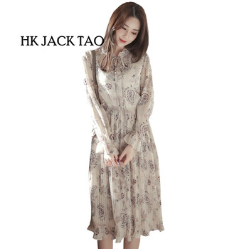 hk jack tao 碎花 荷葉邊，拼接，抽褶，紐扣，褶皺，印花，蝴蝶結(jié) 連衣裙