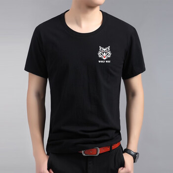 K L B ZHE 短袖 男士T恤 小狼頭黑色 S，XL，4XL，5XL，L，XXL，XXXL，M
