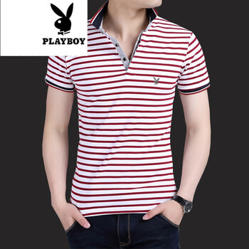 花花公子（PLAYBOY） 短袖 男士T恤 090紅色 
