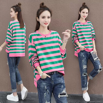 微道衣足（WEIDAOYIZU） 不對稱(chēng)，拼接，印花，螺紋 短袖 T恤 女 圓領(lǐng)