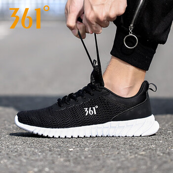 361°跑步鞋曜石黑/361度白 （網(wǎng)面） 