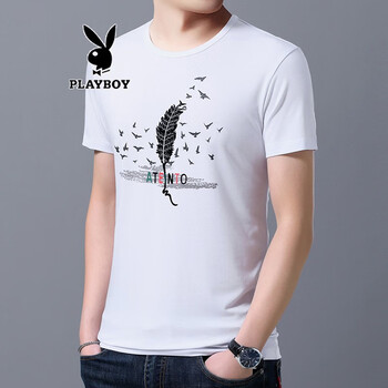 花花公子（PLAYBOY ESTABLISHED 1953） 短袖 男士T恤 白色603 
