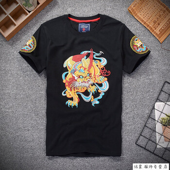 鱷魚(yú)恤（CROCODILE） 短袖 男士T恤 FW1902貔貅短袖黑色 