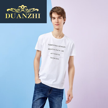 端致（DUANZHI） 短袖 男士T恤 米白花紋19 