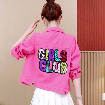 未知 POLO領(lǐng) 長(cháng)袖 女 短外套 亮片