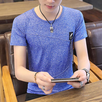 軒斯頓（XUANSIDUN） 短袖 男士T恤 幾何藍色 