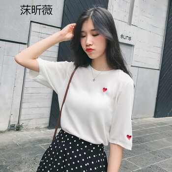 莯昕薇（muxinwei） 繡花 短袖 T恤 女 圓領(lǐng)