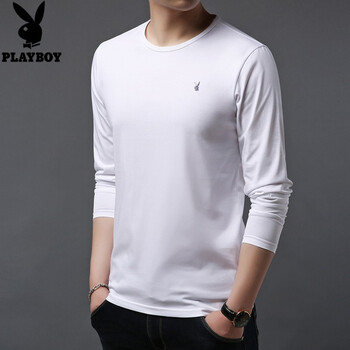 花花公子（PLAYBOY ESTABLISHED 1953） 長(zhǎng)袖 男士T恤 HHYT9596白色 