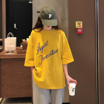 享利運(yùn)（XIANGLIYUN） 斜肩 短袖 T恤 女 圓領(lǐng)