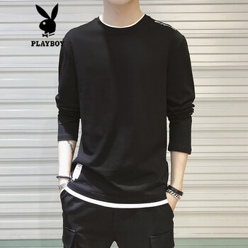 花花公子（PLAYBOY） 長袖 男士T恤 330黑色 