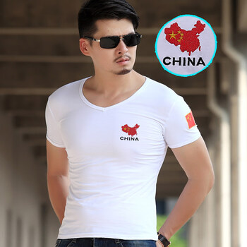 黛芷芙 短袖 男士T恤 地圖款V領(lǐng)白色 