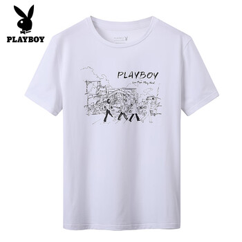 PLAYBOY 短袖 男士T恤 白色（470） 