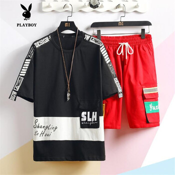 花花公子（PLAYBOY ESTABLISHED 1953） 短袖 男士T恤 140黑紅 