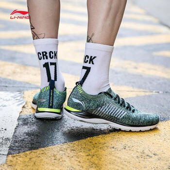 李寧（LI-NING）跑步鞋【超輕15】熒光亮綠/藏青藍 