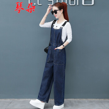 琴朵（QINDUO） 高腰 闊腳褲 女 長褲 牛仔褲