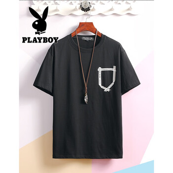 花花公子（PLAYBOY） 短袖 男士T恤 PB03黑色 