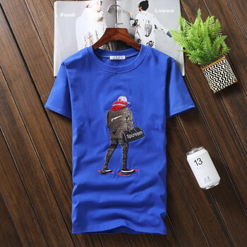 瑾天 短袖 男士T恤 背影-藍色 