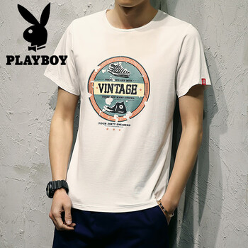 花花公子（PLAYBOY ESTABLISHED 1953） 短袖 男士T恤 T22白色 